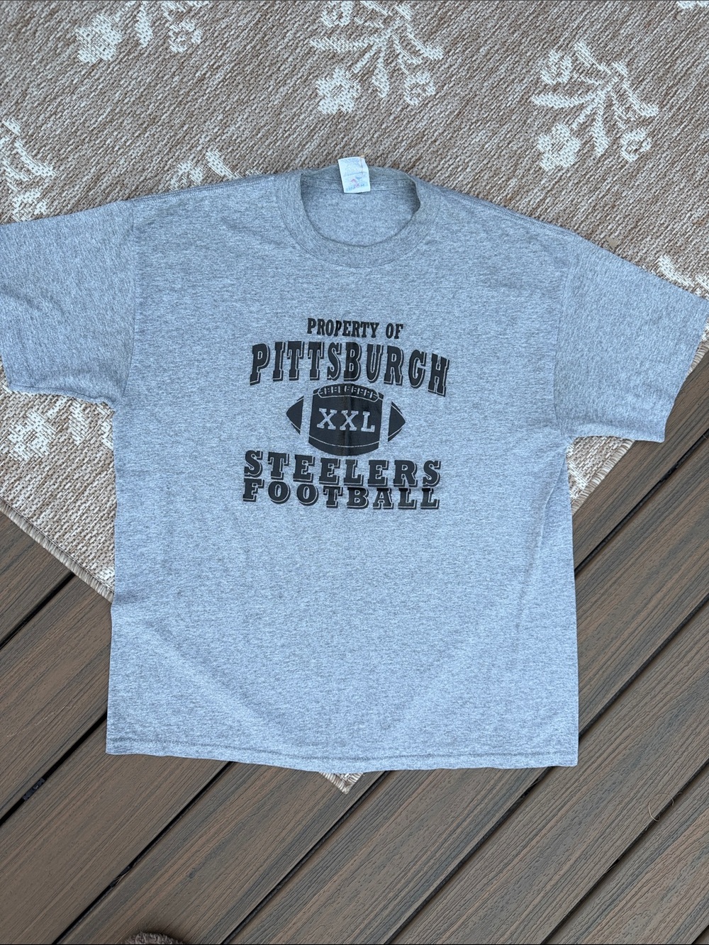 Jerzees Gray Pittsburgh Steelers Football Graphic Tee